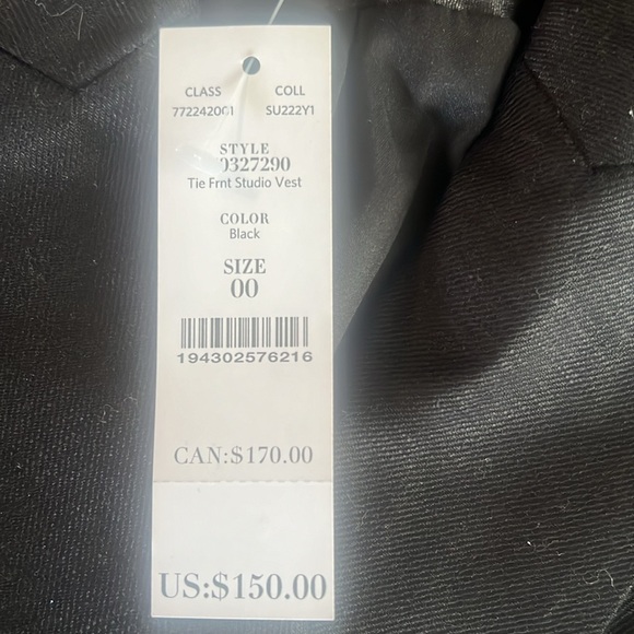 WHBM TIE FRONT VEST, size 00, NWT - Picture 5 of 8